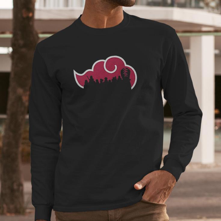 Naruto Shippude Akatsuki Cloud With Silhouettes Long Sleeve T-Shirt Gifts for Him