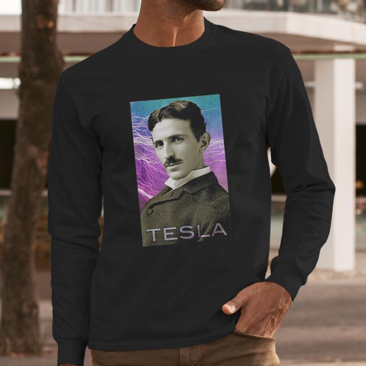 Nikola Teslas Inspiring Science Electricity Long Sleeve T-Shirt Gifts for Him