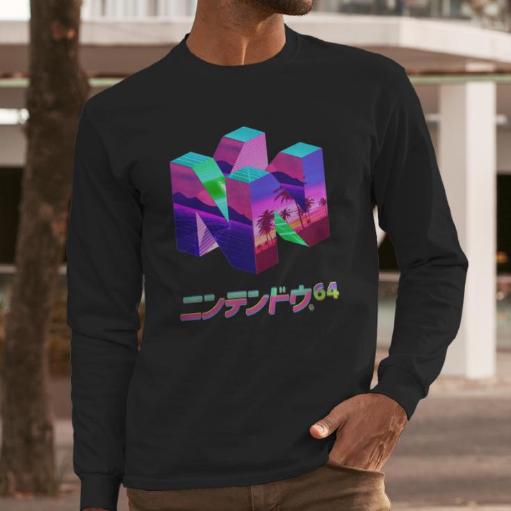 Nintendo 64 Vaporwave N64nintendo64 Console Game Vaporwave Vapor Vape Wave Retro Long Sleeve T-Shirt Gifts for Him