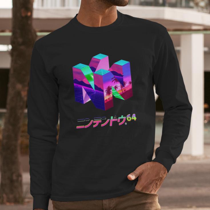 Nintendo 64 Vaporwave Shirt Long Sleeve T-Shirt Gifts for Him