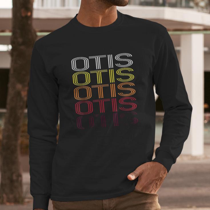 Otis Retro Wordmark Pattern Vintage Style Long Sleeve T-Shirt Gifts for Him