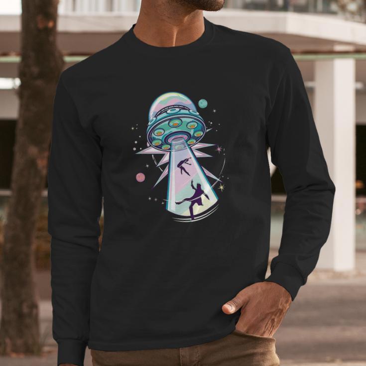 Pastel Goth Alien Abduction Aesthetic Spaceship Nu Goth Long Sleeve T-Shirt Gifts for Him