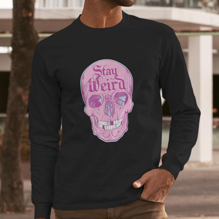 Pastel Goth Girl Stay Weird Emo Pink Skull Long Sleeve T-Shirt Gifts for Him