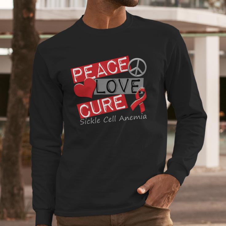 Peace Love Cure Sickle Cell Anemia Long Sleeve T-Shirt Gifts for Him