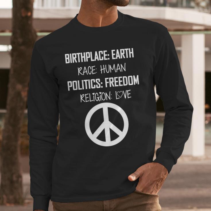 Peace Race Religion Politics Long Sleeve T-Shirt Gifts for Him