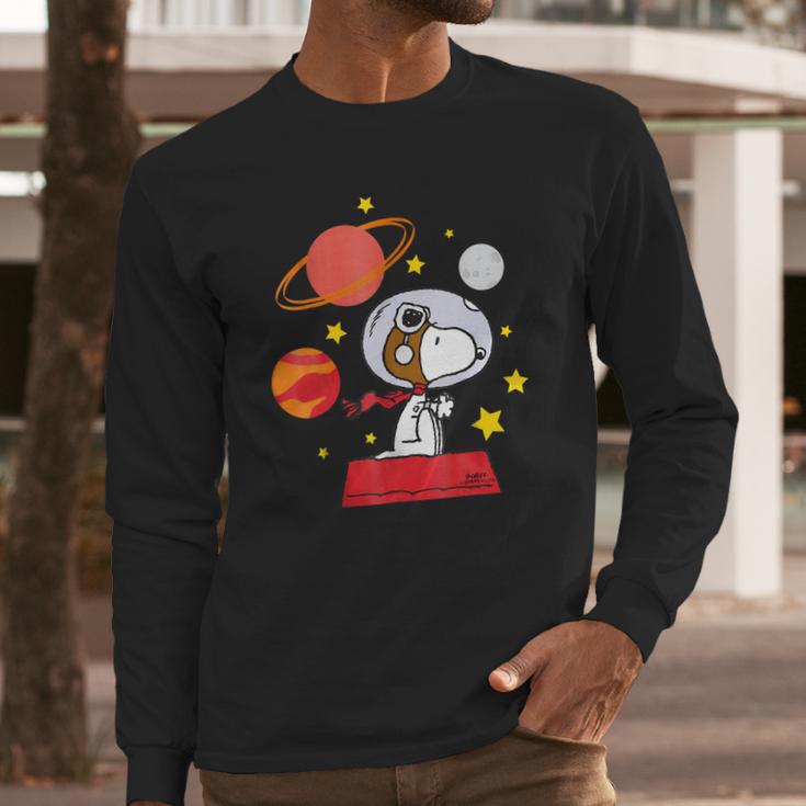 Peanuts Snoopy Space Pilot Mars Moon And Saturn Shirt Long Sleeve T-Shirt Gifts for Him