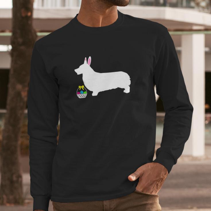 Pembroke Welsh Corgi Easter Bunny Dog Silhouette Long Sleeve T-Shirt Gifts for Him