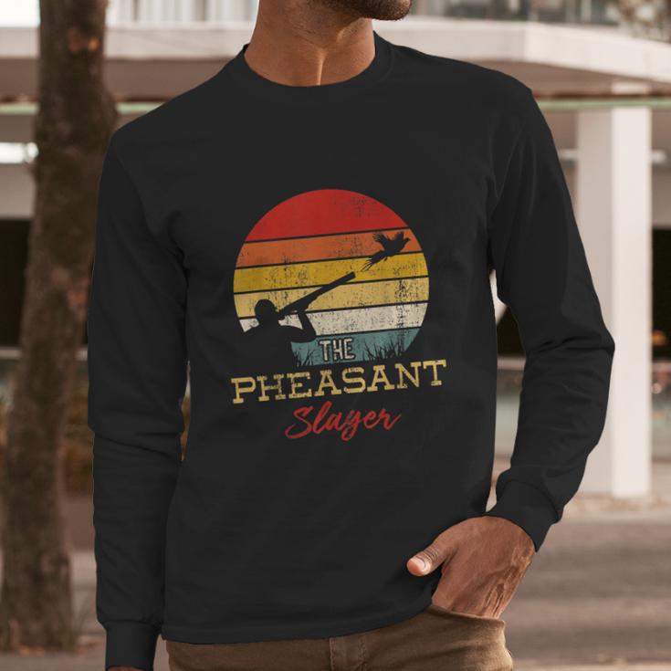 Pheasant Slayer Flying Bird Hunter Shooting Hunting Long Sleeve T-Shirt Gifts for Him