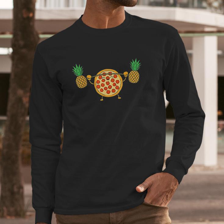 Pizza Lifting Pineapple Funny Food Snatch Squat Barbell Long Sleeve T-Shirt Gifts for Him