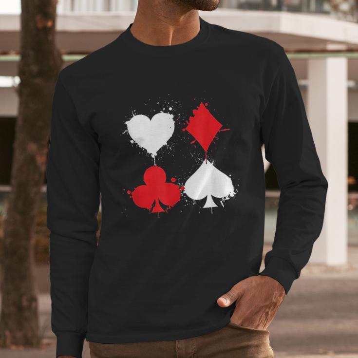 Playing Cards Poker Heart Spade Diamond Club Long Sleeve T-Shirt Gifts for Him