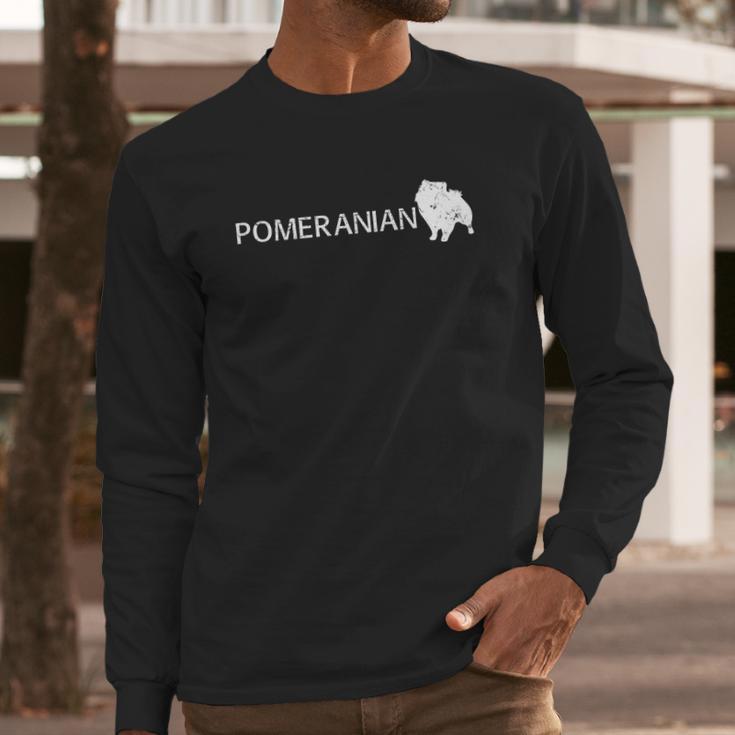 Pomeranian Dog Logo Long Sleeve T-Shirt Gifts for Him