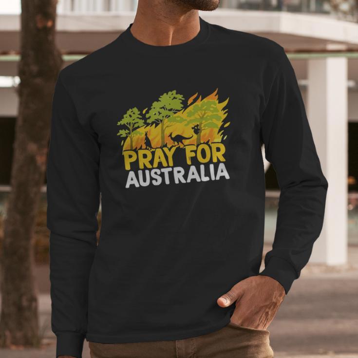 Pray For Australia Australian Bush Fire Koala Kangaroo Shirt Long Sleeve T-Shirt Gifts for Him