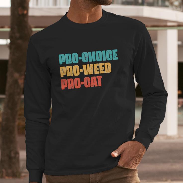 Pro Choice Pro Weed Pro Cat Retro Vintage Long Sleeve T-Shirt Gifts for Him