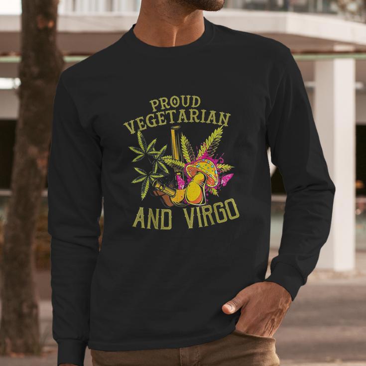 Proud Vegetarian Weed Virgo Vintage 420 Funny Long Sleeve T-Shirt Gifts for Him