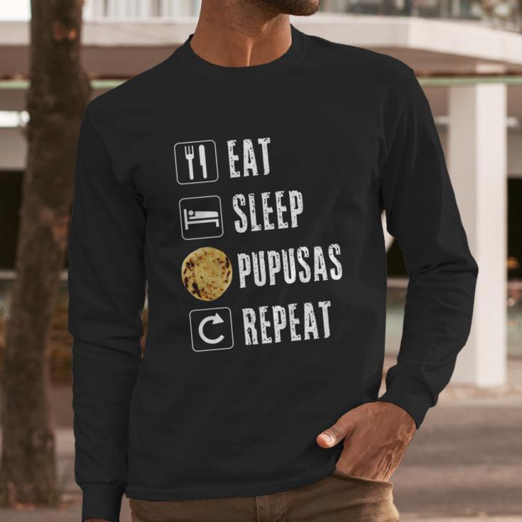 Pupusas El Salvador Gift Salvadorian Food Salvi Guanaco Eat Funny Gift Long Sleeve T-Shirt Gifts for Him