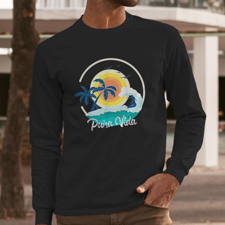 Pura Vida Costa Rica Toucan Tropical Surf Beach Gift Long Sleeve T-Shirt Gifts for Him