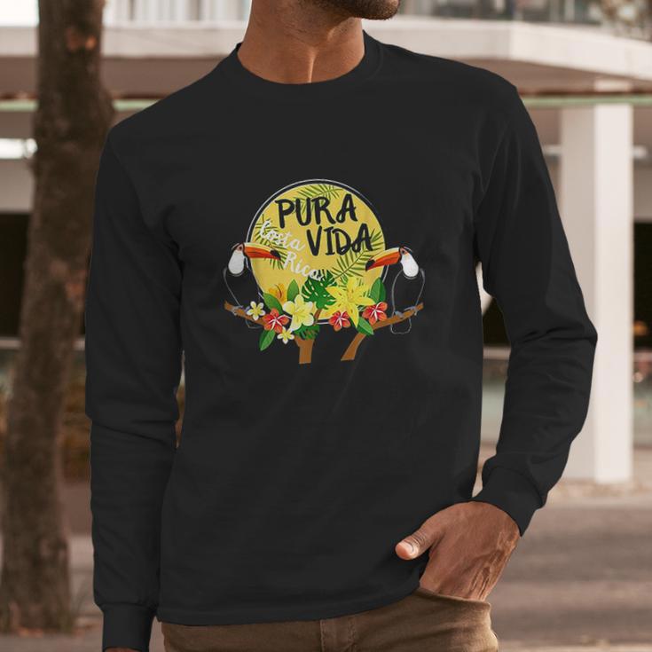 Pura Vida Costa Rica Toucan Tropical Surf Beach Long Sleeve T-Shirt Gifts for Him