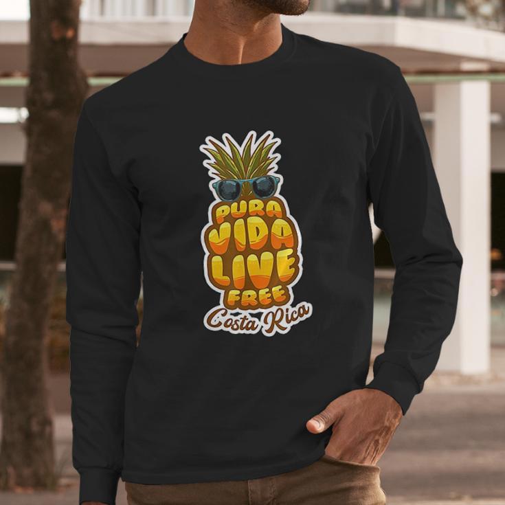 Pura Vida Pineapple Retro Simple Pure Life Costa Ricans Gift Long Sleeve T-Shirt Gifts for Him