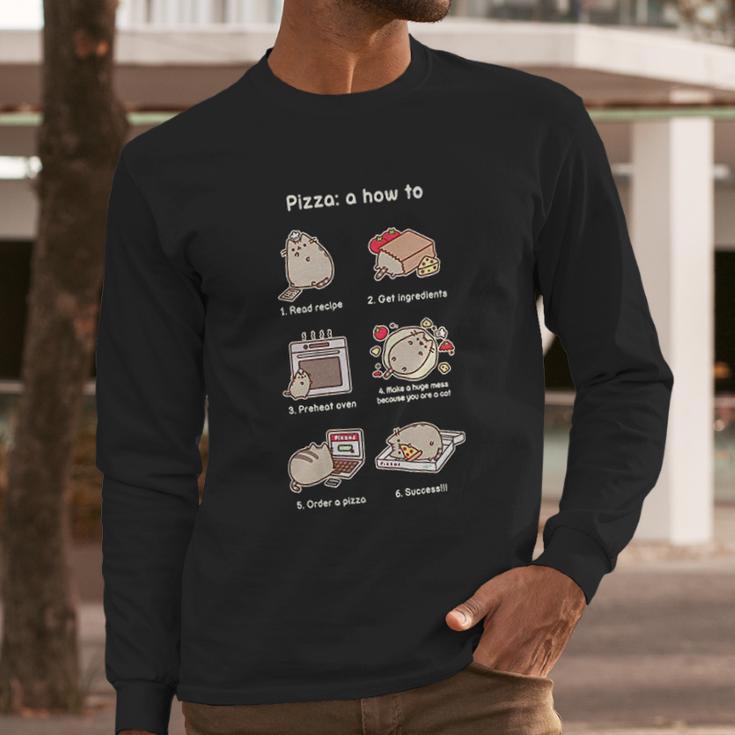 Pusheen Pizza A How-To Junior Long Sleeve T-Shirt Gifts for Him