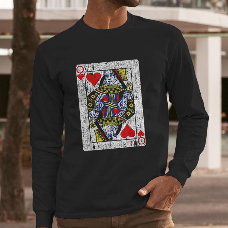 Queen Of Hearts Card Costume Vintage Long Sleeve T-Shirt Gifts for Him