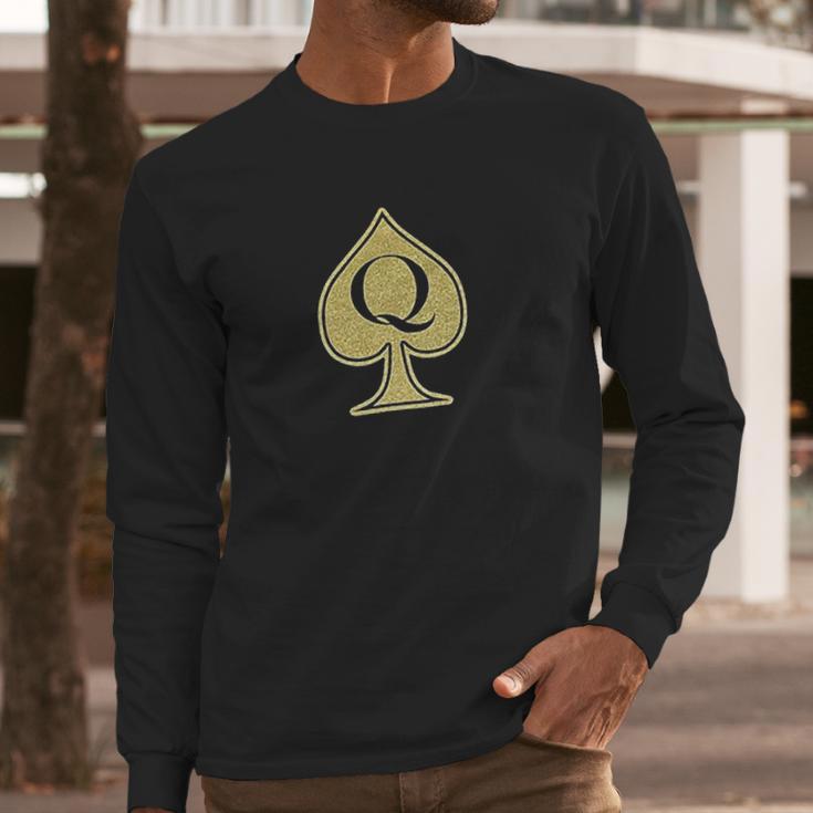 Queen Of Spades With Qos Symbol Long Sleeve T-Shirt Gifts for Him