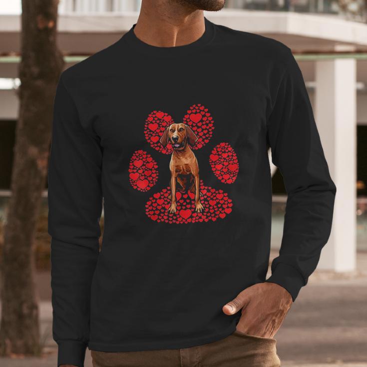 Redbone Coonhound Valentines Day Dog Love Paw Long Sleeve T-Shirt Gifts for Him