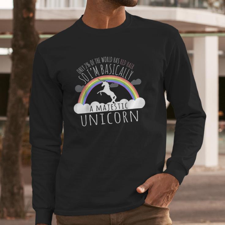 Redhead Majestic Unicorn Long Sleeve T-Shirt Gifts for Him