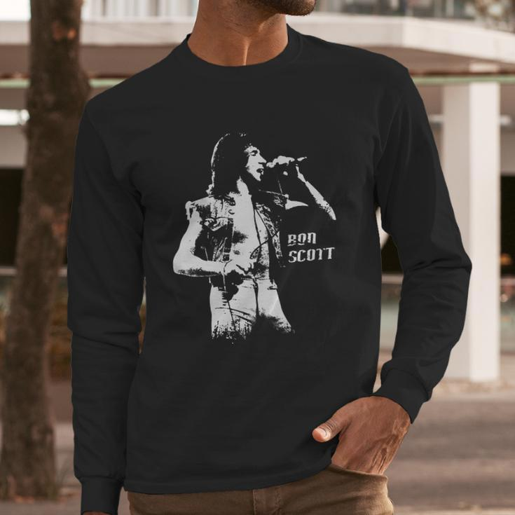 Retro Graphic Bon Scott Art Long Sleeve T-Shirt Gifts for Him