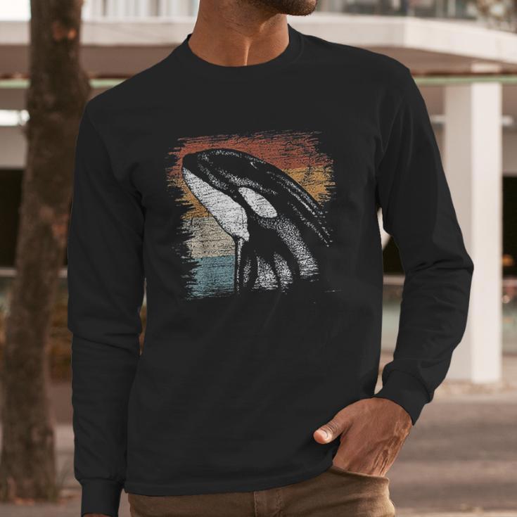 Retro Killer Whale Vintage Long Sleeve T-Shirt Gifts for Him