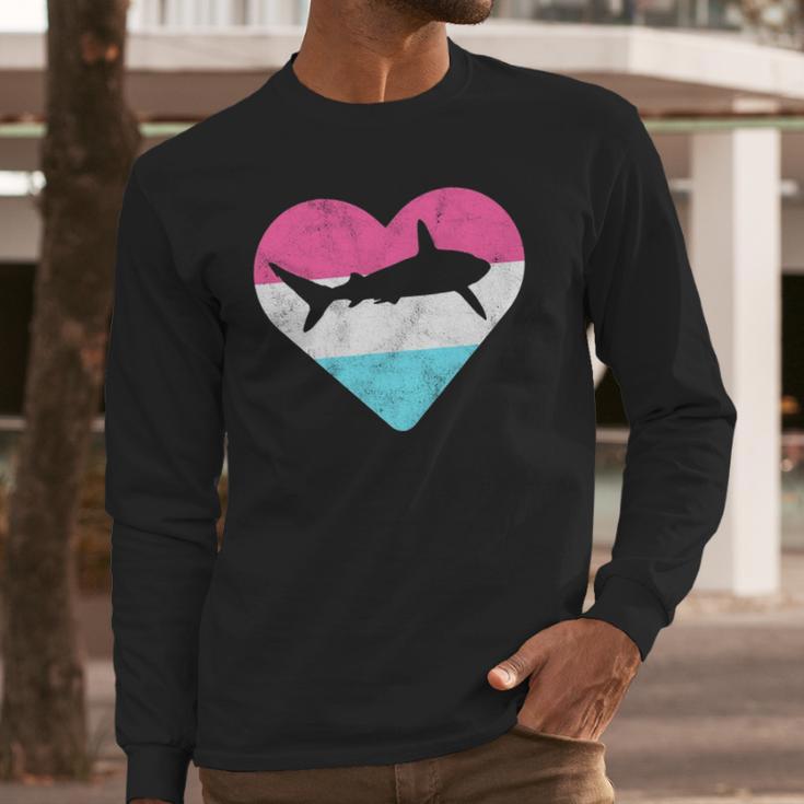 Retro Vintage Mako Shark Heart Gift Long Sleeve T-Shirt Gifts for Him