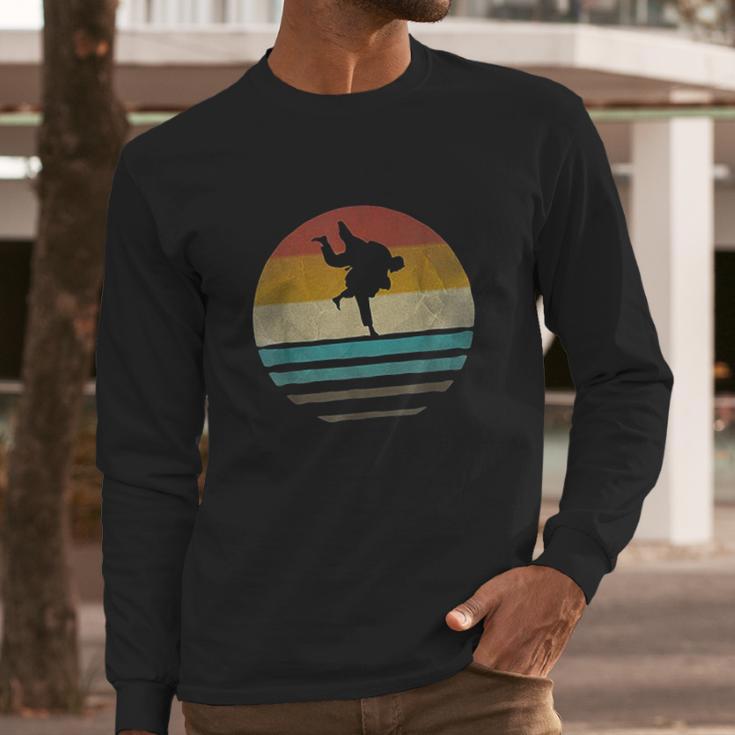 Retro Vintage Sunset Jiu Jitsu Silhouette Cute Funny Gift Long Sleeve T-Shirt Gifts for Him