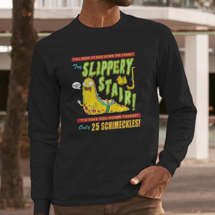 Rick &Ampamp Morty Slippery Stair Long Sleeve T-Shirt Gifts for Him