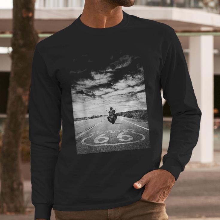 Route 66 Biker On The Road Long Sleeve T-Shirt Gifts for Him