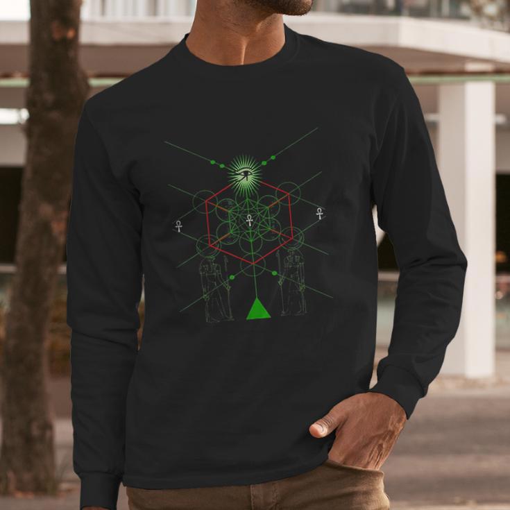 Sacred Geometry Kemetic Spirituality Heru Long Sleeve T-Shirt Gifts for Him