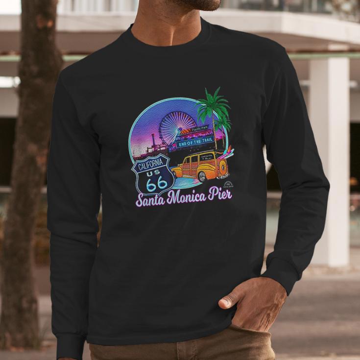 Santa Monica Pier Us Route 66 End Pacific Ocean Souvenir Long Sleeve T-Shirt Gifts for Him