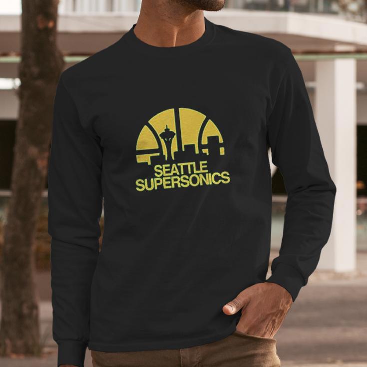 Seattle Supersonics Basketball Print Long Sleeve T-Shirt Gifts for Him