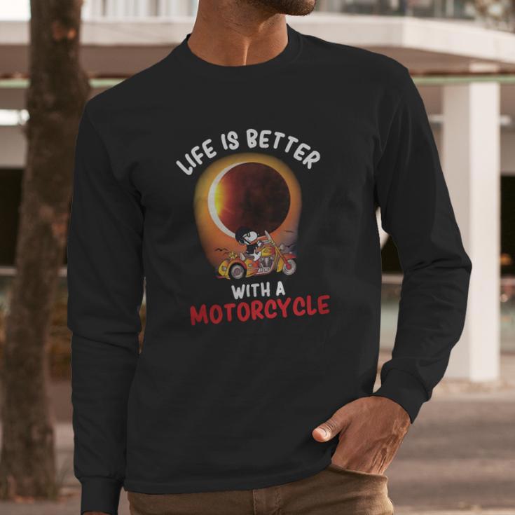 Snoopy With Motorcycle Long Sleeve T-Shirt Gifts for Him