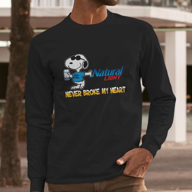 Snoopy Natural Light Never Broke My Heart Long Sleeve T-Shirt Gifts for Him