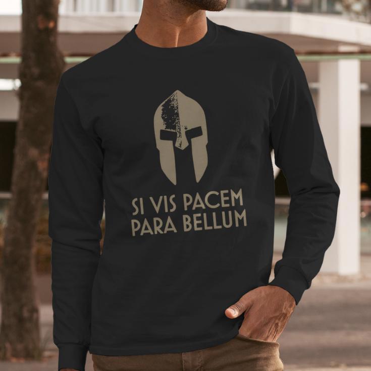 Spartan Helm Latin Motto Si Vis Pacem Para Bellum T-Shirt Long Sleeve T-Shirt Gifts for Him