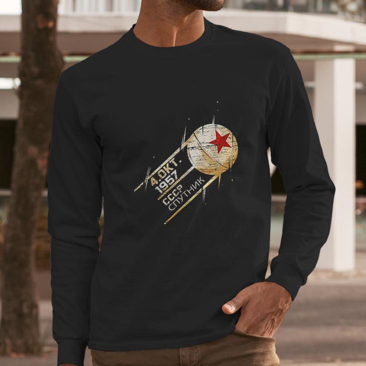 Sputnik Space Satellite Russian Soviet Union 1957 Cccp Long Sleeve T-Shirt Gifts for Him