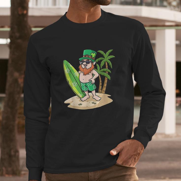 St Patricks Day Hawaiian For Men Leprechaun St Paddy Long Sleeve T-Shirt Gifts for Him