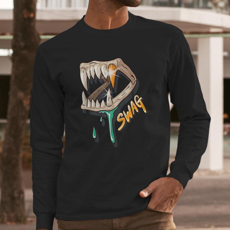 Swag Hip Hop Rapper Dinosaur Long Sleeve T-Shirt Gifts for Him