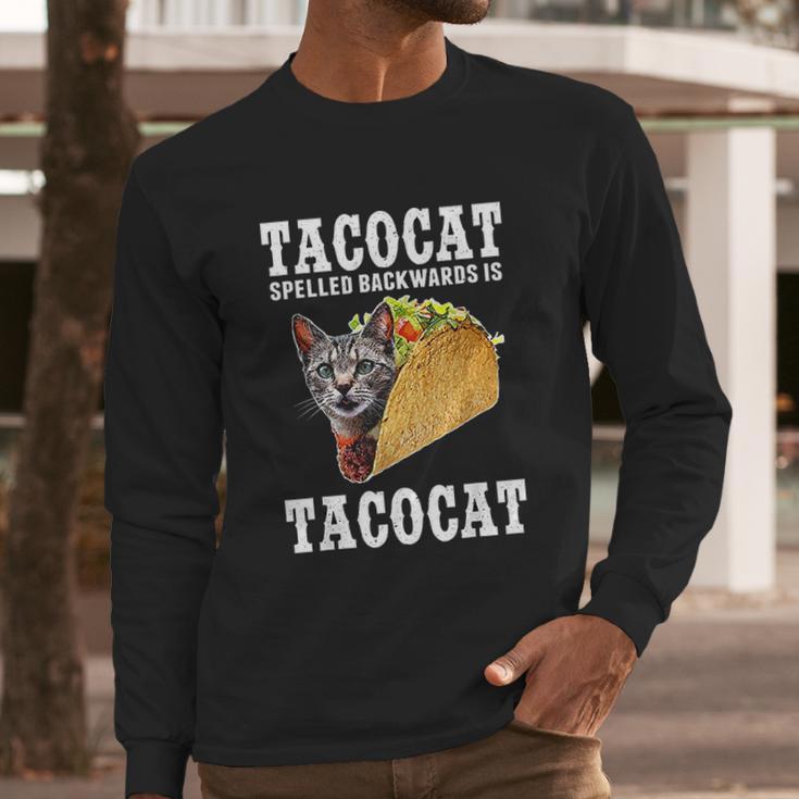 Tacocat Spelled Backwards Is Tacocat Funny Cat Gift Long Sleeve T-Shirt Gifts for Him