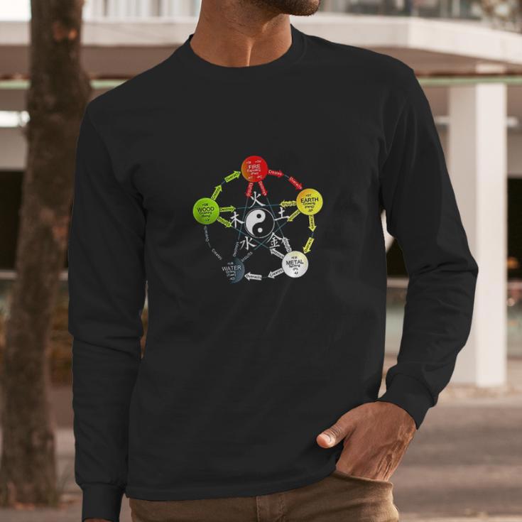 Tai Chi Yin Yang Five Elements Chinese Medicine Long Sleeve T-Shirt Gifts for Him