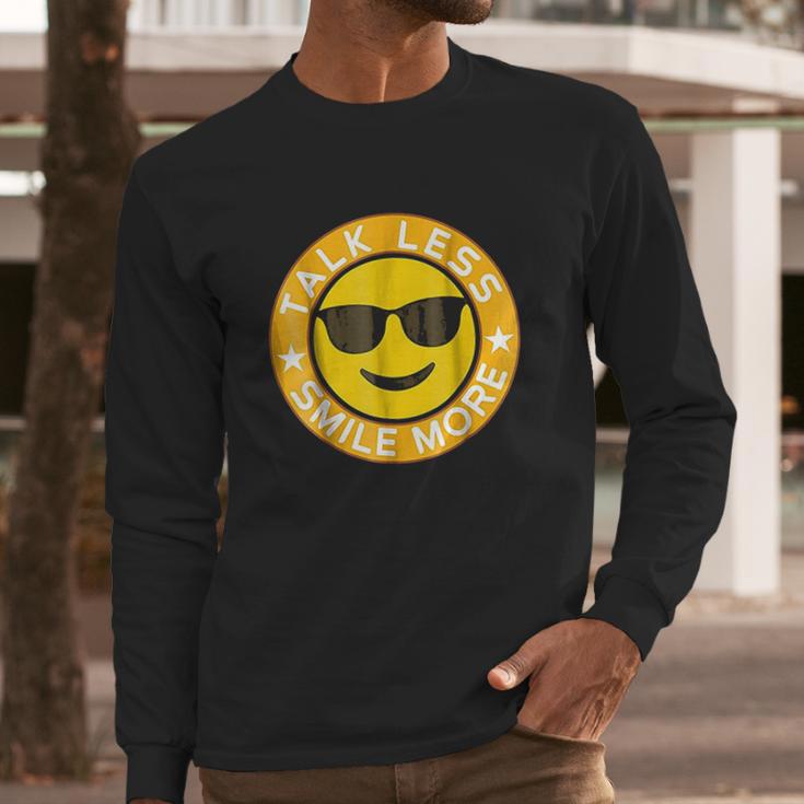 Talk Less Smile More Hamilton Yellow Emoji Smile Long Sleeve T-Shirt Gifts for Him