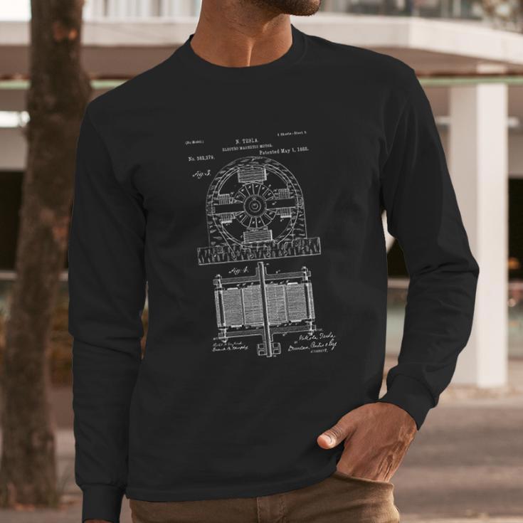 Tesla Electromagnetic Motor Long Sleeve T-Shirt Gifts for Him