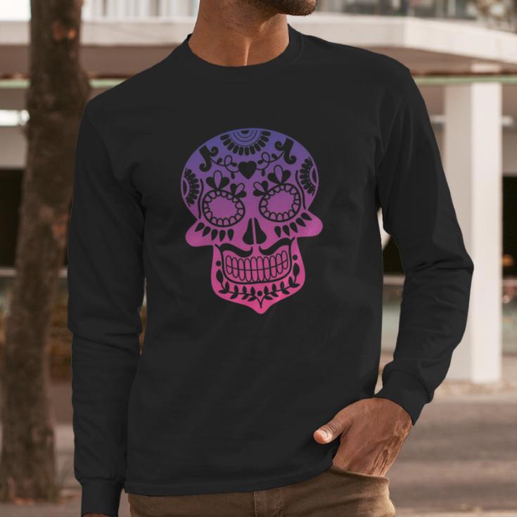 Traditional Day Of The Dead Mexico Calavera Sugar Skull Long Sleeve T-Shirt Gifts for Him