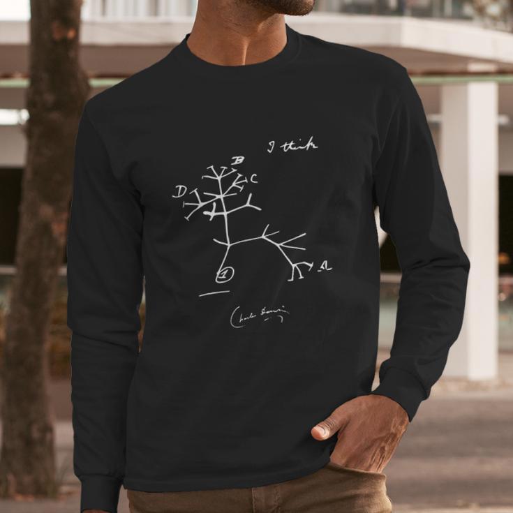 Tree Of Life I Think Charles Darwin Evolutionary Sketch Long Sleeve T-Shirt Gifts for Him