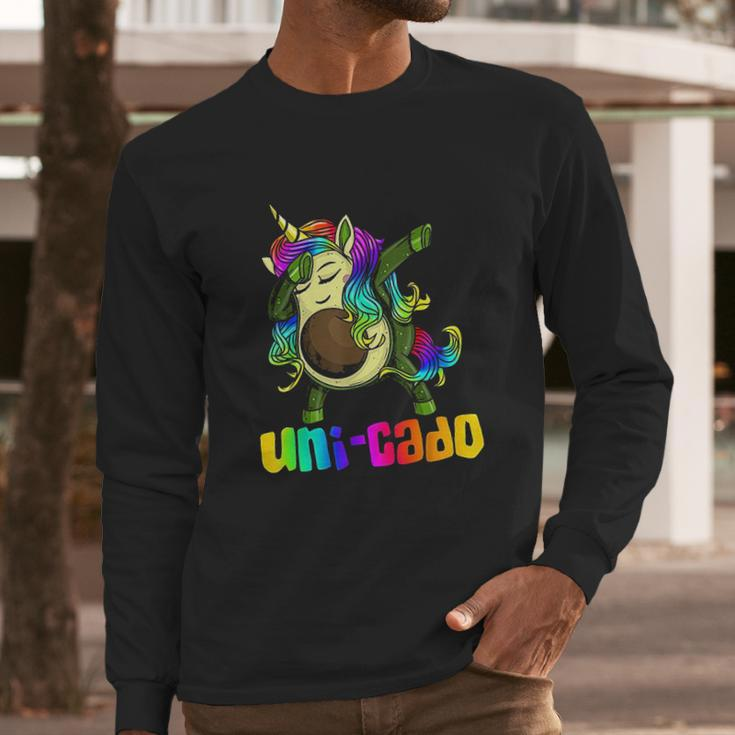 Uni Cado Dabbing Unicorn Avocado Long Sleeve T-Shirt Gifts for Him