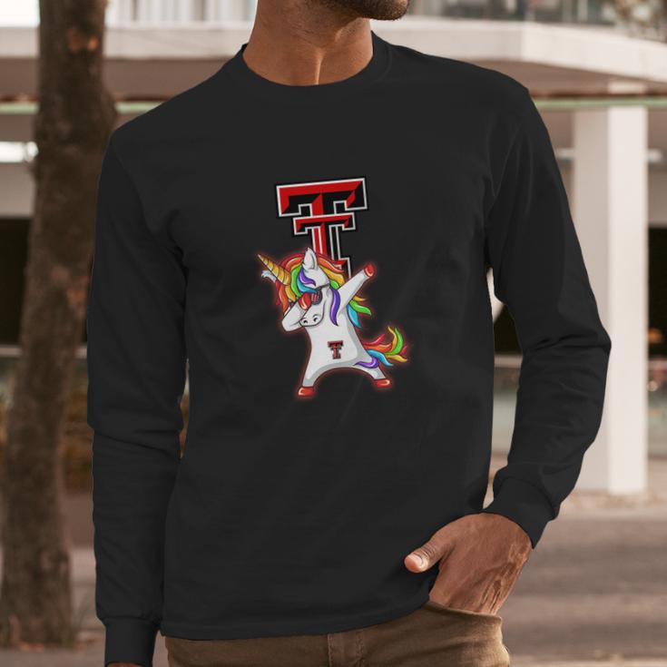 Unicorn Dabbing Texas Tech Fan Long Sleeve T-Shirt Gifts for Him